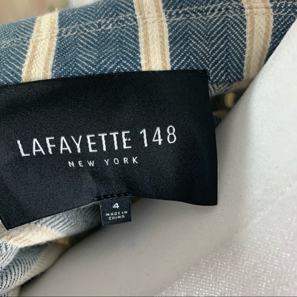 Lafayette 148 New York Briallen Sonoran-Striped Two-Button Cotton Blazer - Picture 11 of 13